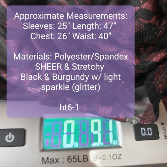 Goodtime USA Women's Plus 3X Stretchy Sheer Burgundy Glitter Black Dress As is - Picture 11 of 11